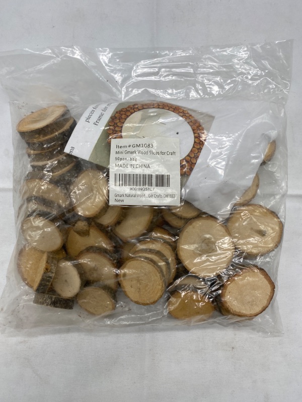 Photo 5 of Gmark Natural Wood Slices 1"-1.5" Unfinished Round Discs 50 ct, Tree Bark Wooden Circles for DIY Crafts GM1083 NEW 