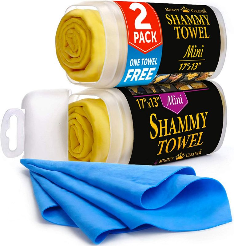 Photo 1 of Premium Mini Chamois Cloth for Car - (2 Pack + 1 Towel Free) - 17”x13” - Super Absorbent Car Shammy Towel - Scratch-Free Shammy Cloth for Car NEW 