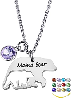 Photo 1 of YOUFENG Mom Necklace Mama Bear Necklaces Pendant 12 Months Birthstone Jewelry for Women Girls NEW 