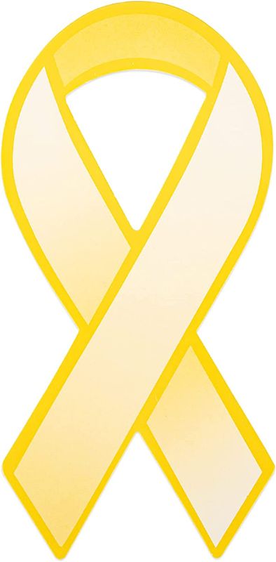 Photo 2 of Gold Ribbon Shaped Paper Ribbons – Gold Paper Awareness Ribbons for Childhood Cancer, Neuroblastoma Cancer, COPD Awareness, Awareness Campaigns, Fundraising, Decorating, & More! (1 Pack of 50) NEW 