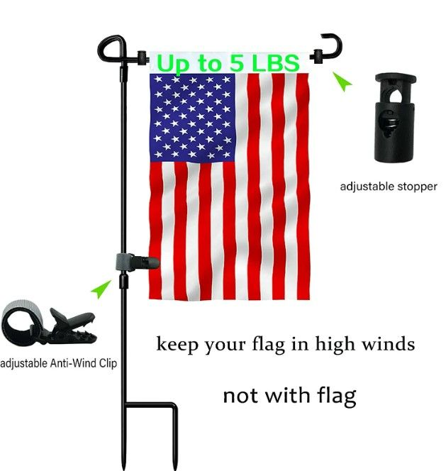 Photo 2 of Garden Flag Stand-Holder-Pole with Garden Flag Stopper and Anti-Wind Clip for House Flags,Decorative Flags,Yard Flags,Seasonal Flags NEW 
