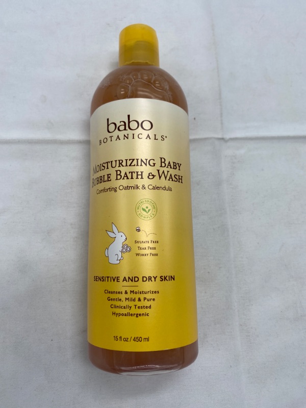 Photo 6 of Babo Botanicals Moisturizing Plant-Based 2-in-1 Bubble Bath & Wash - with Organic Calendula & Natural Oat Milk - For Babies, Kids & Adults with Sensitive Skin - Hypoallergenic & Vegan - 15 oz NEW