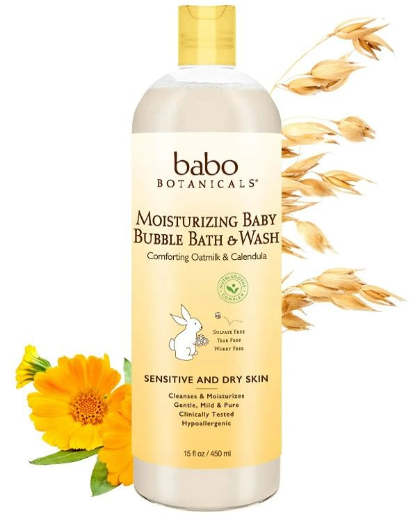 Photo 1 of Babo Botanicals Moisturizing Plant-Based 2-in-1 Bubble Bath & Wash - with Organic Calendula & Natural Oat Milk - For Babies, Kids & Adults with Sensitive Skin - Hypoallergenic & Vegan - 15 oz NEW