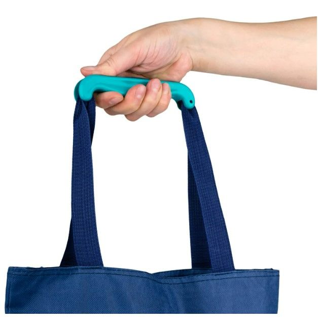 Photo 3 of Mighty Bag Carrier - Pack of 3 - Plastic Handle Grips for Grocery Bags Carrying - Handles for Tote - Grip Holder for Bag (Blue) NEW 