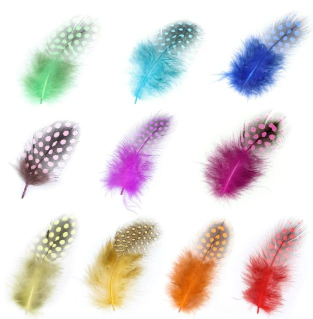 Photo 2 of 120pcs Colorful Spotted Feathers for Crafts, MWOOT (2-5.1 inches) Natural Chicken Feather for DIY Clothing Jewelry Wedding Birthday Party Cards Decoration