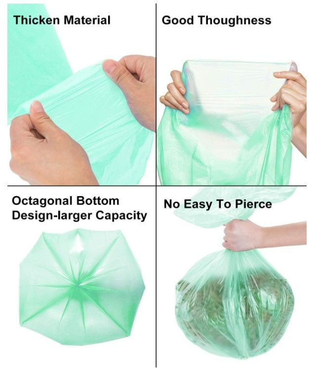 Photo 2 of 8 Gallon Biodegradable Trash Bags, AYOTEE Garbage Bags 8 gallon, Compostable Medium Trash Bags , Unscented Leak Proof Bags for Office, Home, Bathroom, Bedroom, Car, Kitchen, Pet(Green) NEW 
