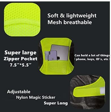 Photo 3 of IDOU Reflective Vest Safety Running Gear with Pocket,High Visibility for Running,Biking,Walking,Women & Men NEW