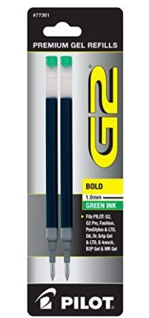 Photo 1 of PILOT G2 Gel Ink Refills For Rolling Ball Pens, Bold Point, Green Ink, 3-Pack