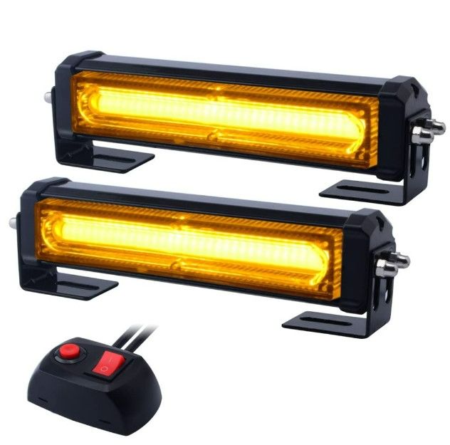 Photo 1 of WOWTOU LED Amber Emergency Strobe Lights for Trucks Tractors Snow Plows Escort Vehicles Pilot Cars UTV, Waterproof 2 in 1 Surface Mount Grille Hazard Warning Safety Flashing Lightbar