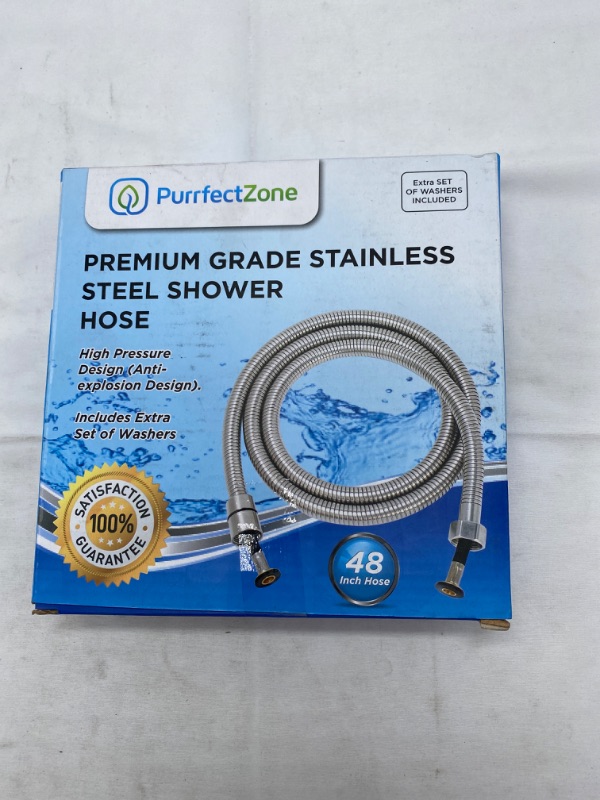 Photo 4 of PurrfectZone Shower Hose Replacement - perfect for Shower or Bidet Sprayer, easy installation (48 inch, Brushed Nickel) NEW 