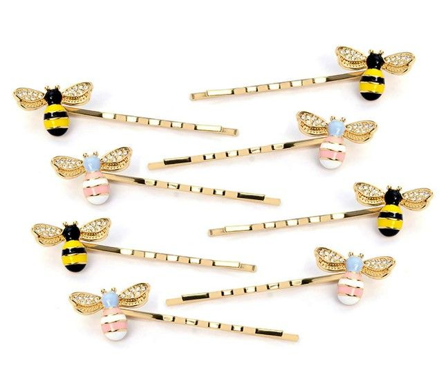 Photo 1 of 8Pcs Exquisite Alloy Crystal Bee Hairpin Side Clip Hair Accessories Honeybee Bobby Pins Wedding Party Bride Bridesmaid Hair Jewelry Accessories for Women Girls and Teen(2 Colors) NEW 