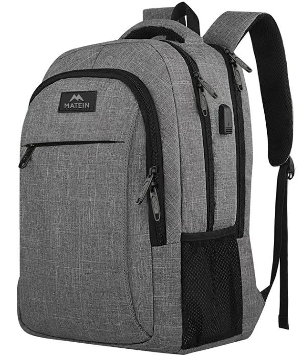 Photo 1 of Matein Travel Laptop Backpack, Business Anti Theft Slim Durable Laptops Backpack with USB Charging Port, Water Resistant College School Computer Bag Gifts for Men & Women Fits 15.6 Inch Notebook, Grey NEW 