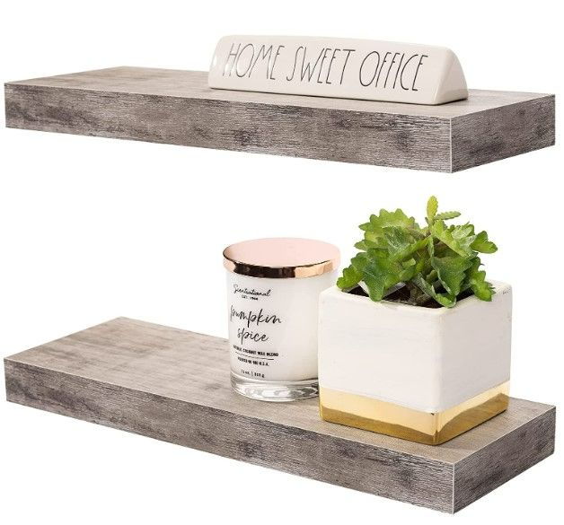 Photo 1 of Sorbus Floating Shelf Set — Rustic Wood Hanging Rectangle Wall Shelves — Perfect for Home Décor, Trophy Display, Photo Frames, and More NEW 
