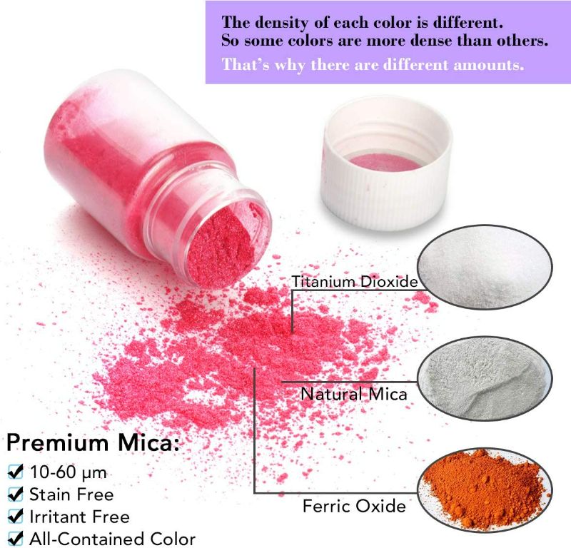 Photo 2 of Mica Powder for Epoxy Resin, Pigment Powder Set for Resin Art, Slime, Making up, Soap Dye, Bath Bomb, Nail Polish, Painting and Craft Projects NEW 
