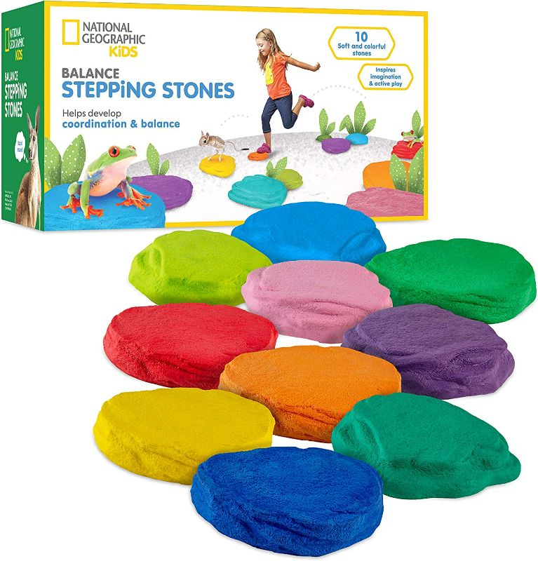 Photo 1 of NATIONAL GEOGRAPHIC Stepping Stones for Kids – 10 Durable Stones Encourage Toddler Balance & Gross Motor Skills, Indoor & Outdoor Toys, Balance Stones, Obstacle Course NEW 