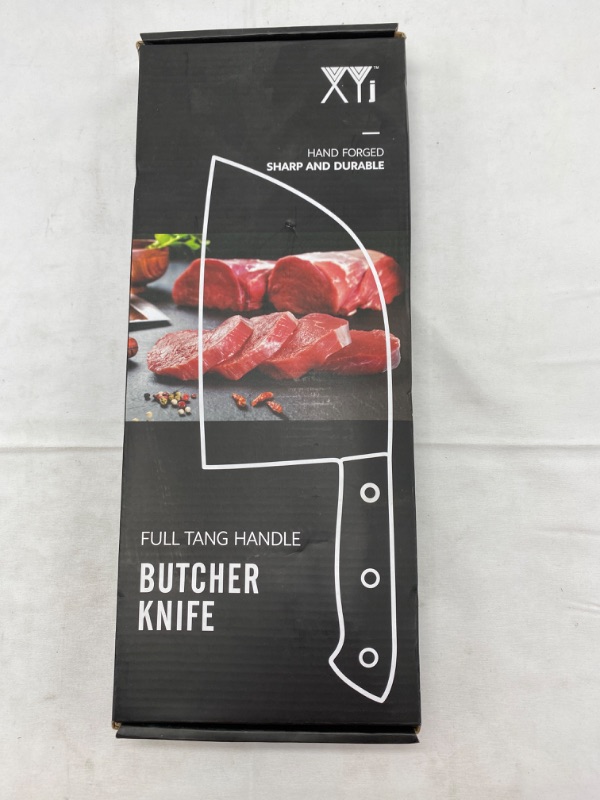 Photo 4 of XYJ Ancient Handmade Forged Butcher Knife Full Tang Chef Knife with Plastic Sleeves Meat Cleaver For Kitchen&Camping NEW 
