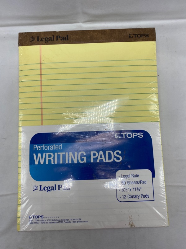 Photo 3 of TOPS The Legal Pad Writing Pads, 8-1/2" x 11-3/4", Canary Paper, Legal Rule, 50 Sheets, 12 Pack New