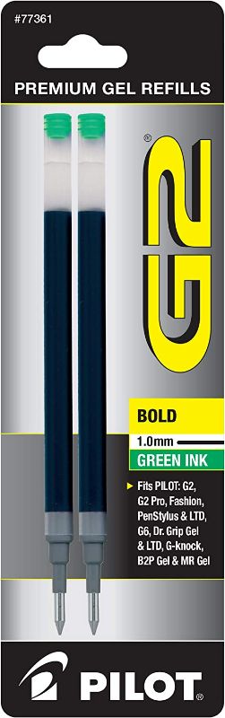 Photo 1 of PILOT G2 Gel Ink Refills For Rolling Ball Pens, Bold Point, Green Ink, 3-Pack (77361)