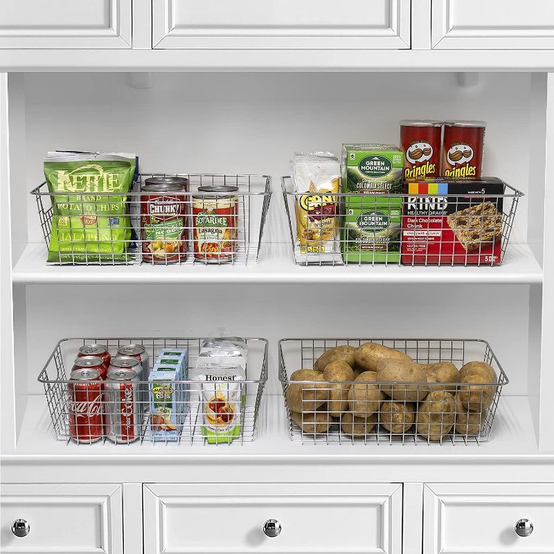 Photo 3 of Sorbus Metal Wire Baskets Storage Bin Organizer for -Food Pantry-Kitchen, Laundry Room, Basket Organizers for Home-Bathroom, Closet Organization, Iron Metal (Silver, 2-Pack) New