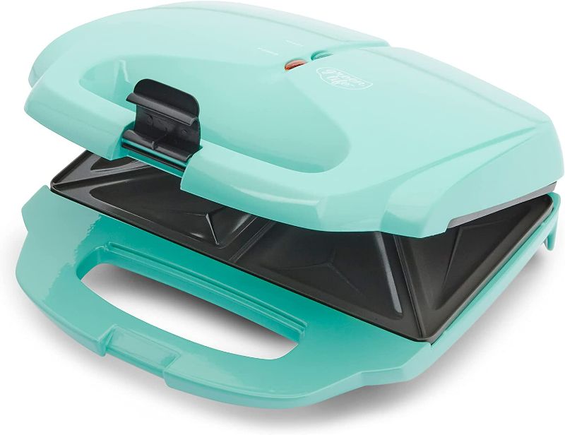 Photo 1 of GreenLife Pro Electric Panini Press Grill and Sandwich Maker, Healthy Ceramic Nonstick Plates, Easy Indicator Light, PFAS-Free, Turquoise NEW 