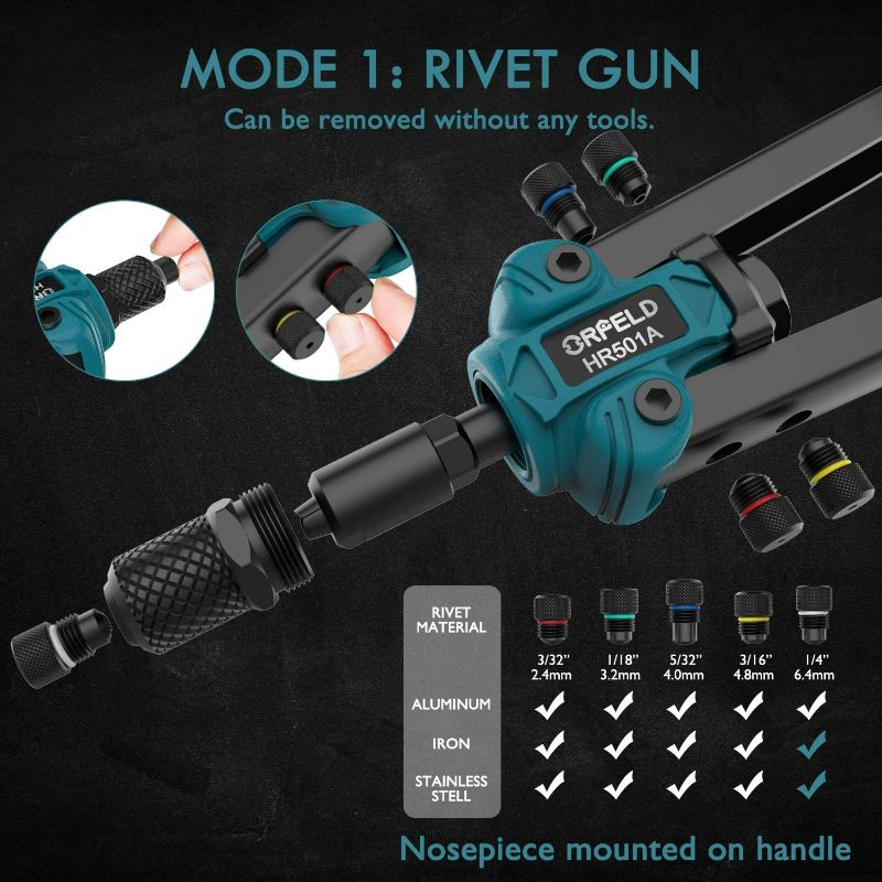Photo 3 of Rivet Nut Tool, Rivet Gun, Reamer, Orfeld Professional Rivets Setter Kit with Rivet Nuts (unknown Quantity)Rivets New