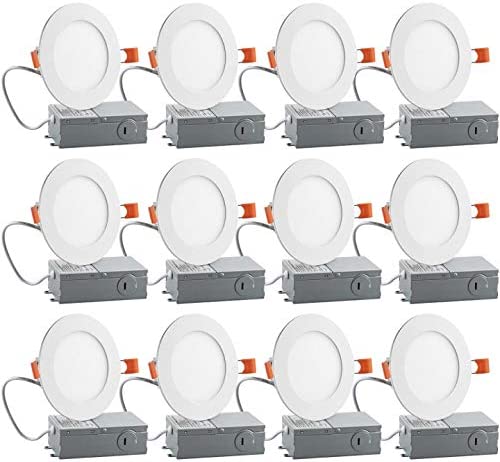 Photo 1 of 12PK 4 inch Slim LED Recessed Lighting Downlight, Dimmable, Retrofit Recessed Lights Fixture, LED Ceiling Light, 12 Pack NEW 