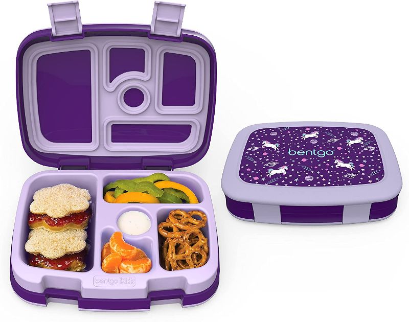 Photo 1 of Bentgo® Kids Prints Leak-Proof, 5-Compartment Bento-Style Kids Lunch Box - Ideal Portion Sizes for Ages 3 to 7 - BPA-Free, Dishwasher Safe, Food-Safe Materials (Unicorn) NEW 