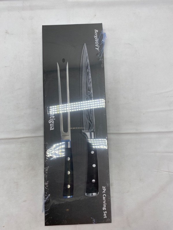 Photo 3 of BergHOFF Antigua Carving Knife & Meat Fork Set Stainless Steel Sharp Blade PP Handle Triple-Rivets NEW 