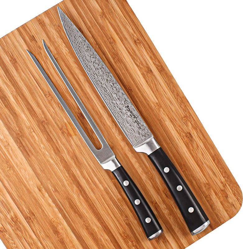 Photo 1 of BergHOFF Antigua Carving Knife & Meat Fork Set Stainless Steel Sharp Blade PP Handle Triple-Rivets NEW 