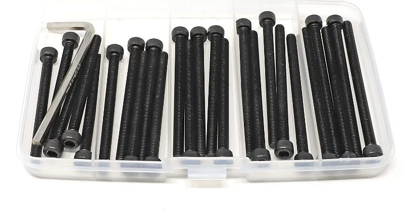 Photo 2 of iexcell 25 Pcs M5 x 60/65/70/75/80 Alloy Steel 12.9 Grade Hex Socket Head Cap Screws Bolts Assortment Kit, Black Oxide Finish NEW 