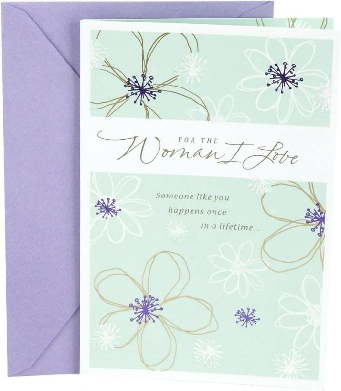 Photo 1 of Hallmark Anniversary Card for Wife or Girlfriend (Flower Outlines) (0549RZB1126) NEW 