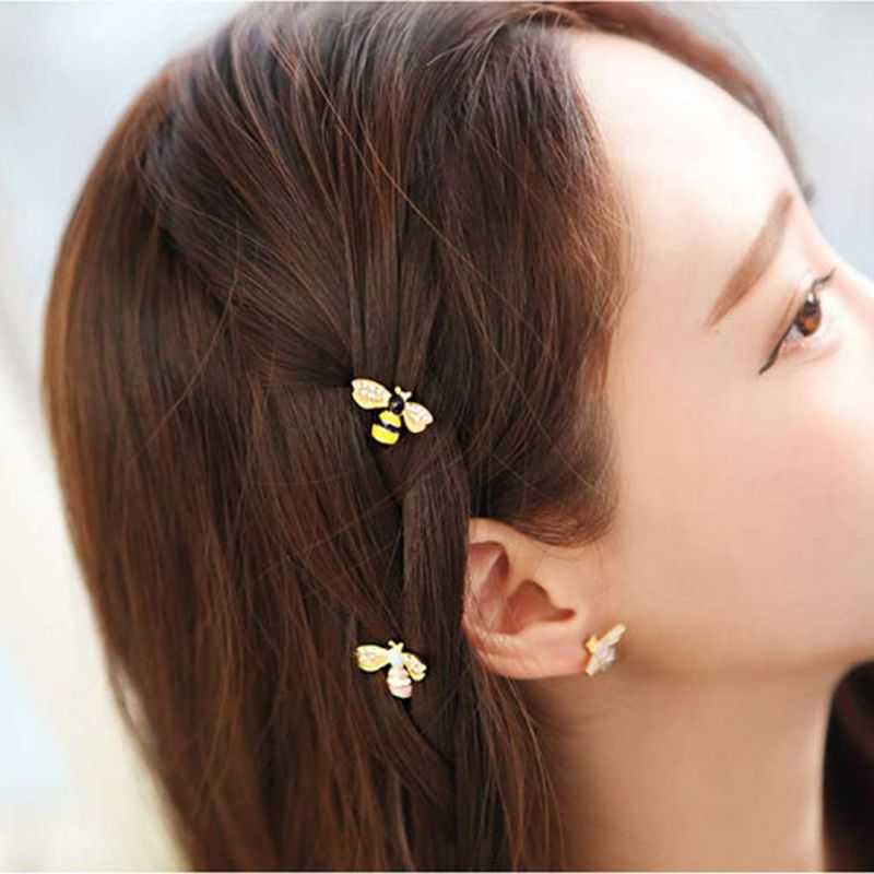 Photo 2 of 8Pcs Exquisite Alloy Crystal Bee Hairpin Side Clip Hair Accessories Honeybee Bobby Pins Wedding Party Bride Bridesmaid Hair Jewelry Accessories for Women Girls and Teen(2 Colors) NEW 