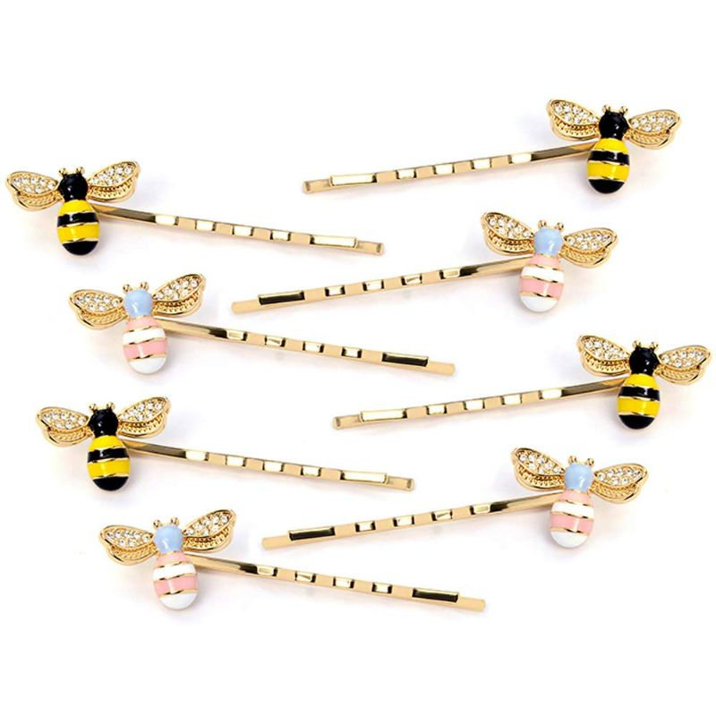 Photo 1 of 8Pcs Exquisite Alloy Crystal Bee Hairpin Side Clip Hair Accessories Honeybee Bobby Pins Wedding Party Bride Bridesmaid Hair Jewelry Accessories for Women Girls and Teen(2 Colors) NEW 