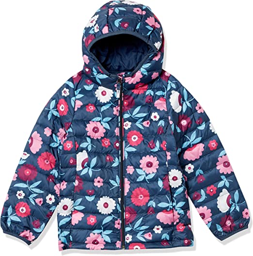 Photo 1 of Amazon Essentials Girls and Toddlers' Lightweight Water-Resistant Packable Hooded Puffer Jacket NEW