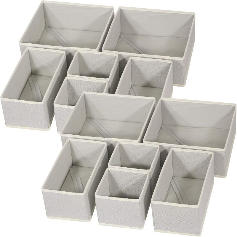 Photo 1 of DIOMMELL 12 Pack Foldable Cloth Storage Box Closet Dresser Drawer Organizer Fabric Baskets Bins Containers Divider for Baby Clothes Underwear Bras Socks Lingerie Clothing,Grey New