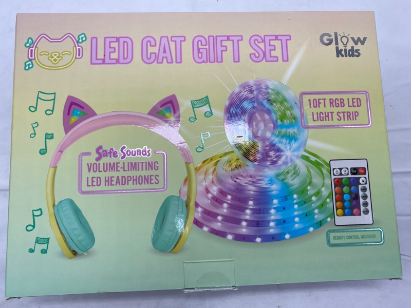 Photo 2 of LED Cat Gift Set  Safe Sounds LED Cat Headphones & 10ft RGB LED Light Strip NEW 