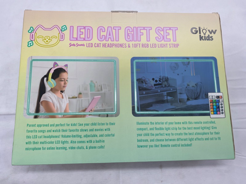 Photo 1 of LED Cat Gift Set  Safe Sounds LED Cat Headphones & 10ft RGB LED Light Strip NEW 