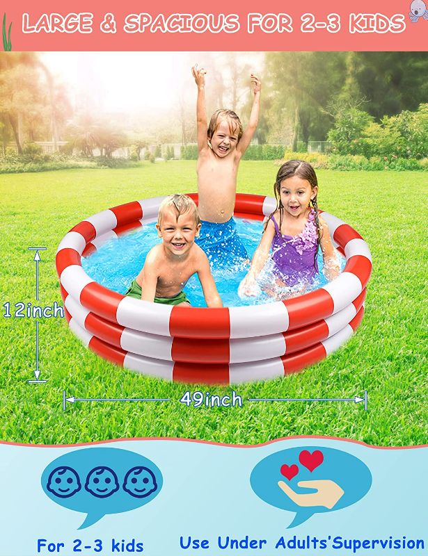 Photo 2 of Intheanz Kiddie Pool Inflatable 49” X 12” Kids Swimming Pools, Inflatable Baby Ball Pit Pool, Perfect for Babies, Toddlers, Kids, Children and Medium Size Dogs and Pets NEW