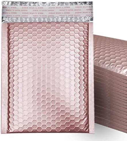 Photo 1 of 10.5x16 Inch Matte Glamour Metallic Bubble Mailers, Self-seal Closure Envelopes Shipping Bags- 25pcs (Rose Gold)