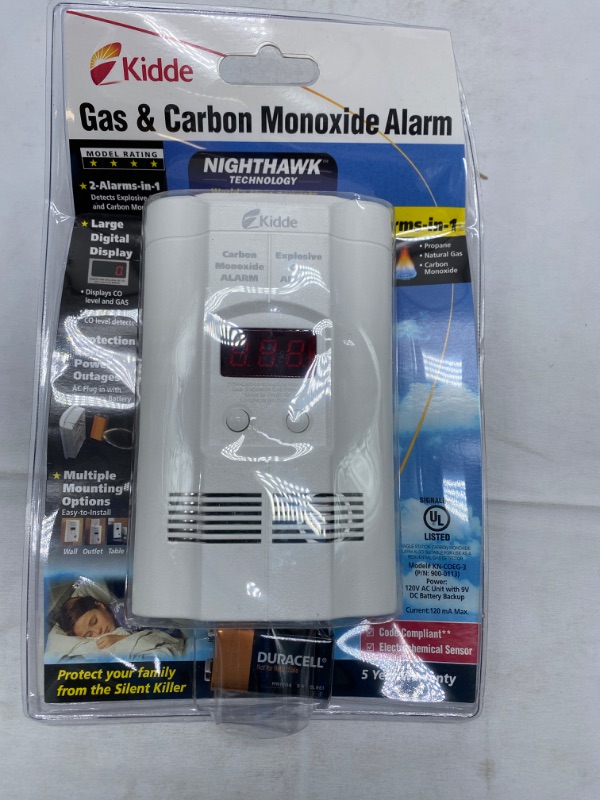 Photo 5 of Kidde Nighthawk Carbon Monoxide Detector & Propane, Natural, & Explosive Gas Detector, AC-Plug-In with Battery Backup, Digital Display , White NEW 