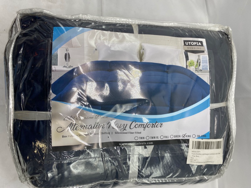 Photo 3 of Utopia Bedding All Season 250 GSM Comforter - Soft Down Alternative Comforter - Plush Siliconized Fiberfill Duvet Insert - Box Stitched (King/Cal King, Navy) NEW 
