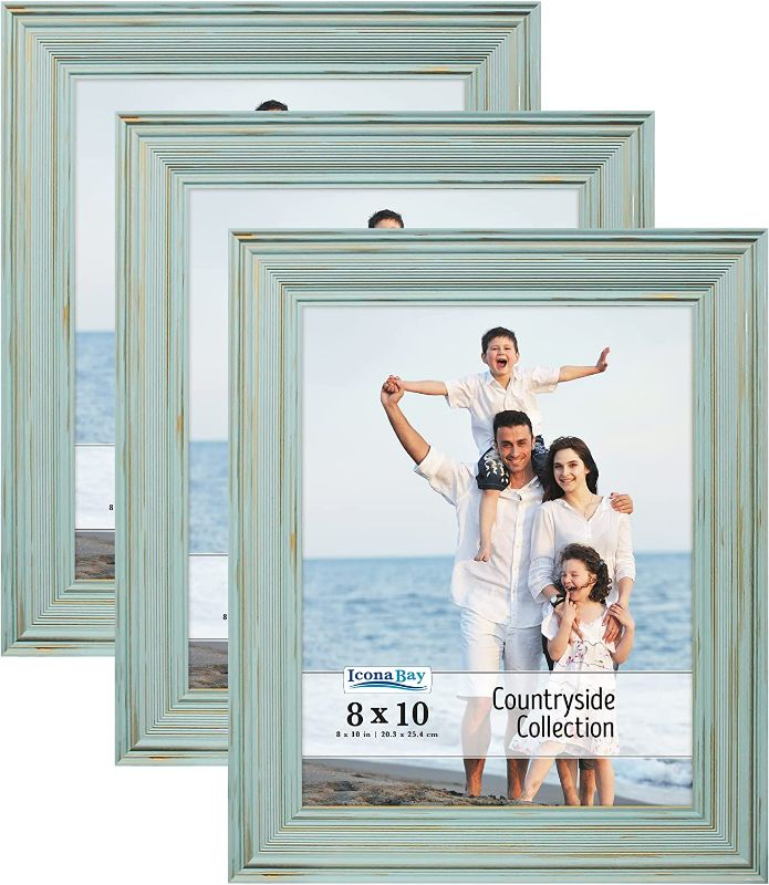 Photo 1 of Icona Bay 8x10 Picture Frames (Eggshell Blue, 3 Pack), French Country Style Picture Frame Set, Wall Mount or Table Top, Countryside Collection NEW 