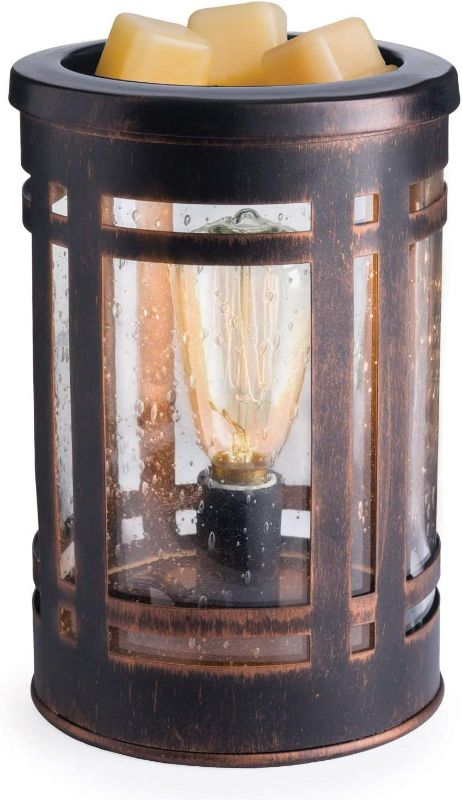 Photo 1 of CANDLE WARMERS ETC. Vintage Bulb Illumination Fragrance Warmer- Light-Up Warmer for Warming Scented Candle Wax Melts and Tarts to Freshen Room, Brown Mission NEW 