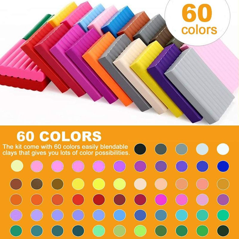 Polymer Clay, Farielyn-X 60 Colors 1 oz/Block Soft Oven Bake Modeling Clay Kit, 19 Tools and 10 Kinds of Accessories, Non-Stick, Non-Toxic, Ideal DIY Gift for Kids [ Total 4.7LB ] NEW 