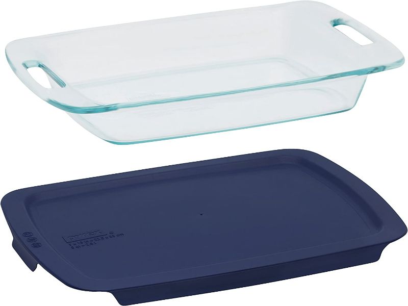 Photo 2 of Pyrex Easy Grab 8-Piece Glass Baking Dish Set with Lids, Glass Food Storage Containers Set, 13x9-Inch, 8x8-Inch & 1-Cup Storage Containers, Non-Toxic, BPA-Free Lids, Bakeware Set NEW 