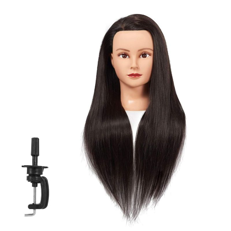 Photo 1 of Training Head 26"-28" Mannequin Head Hair Styling Manikin Cosmetology Doll Head Synthetic Fiber Hair Hairdressing Training Model Free Clamp (1711LB0220) NEW 
