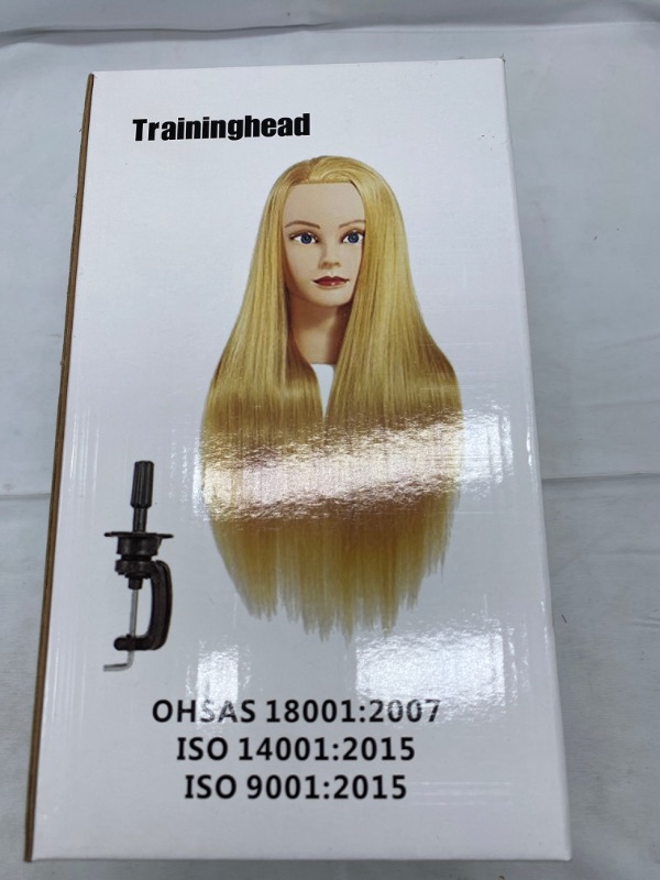 Photo 4 of Training Head 26"-28" Mannequin Head Hair Styling Manikin Cosmetology Doll Head Synthetic Fiber Hair Hairdressing Training Model Free Clamp (1711LB0220) NEW 