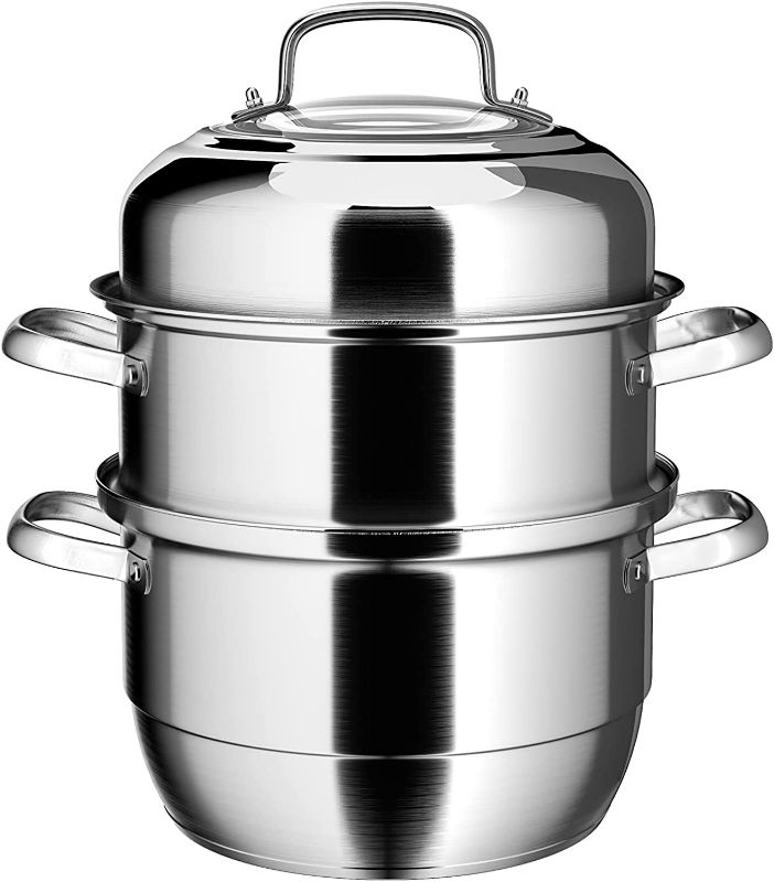 Photo 1 of VENTION Capsule Bottom Steamer for Cooking, 3 Tier Stainless Steel Steamer Pot, 12 7/10 Inch Steam Pot for Cooking, Large Induction Steamer Pot for Steaming Crab Legs, Shrimp and Lobster NEW 
