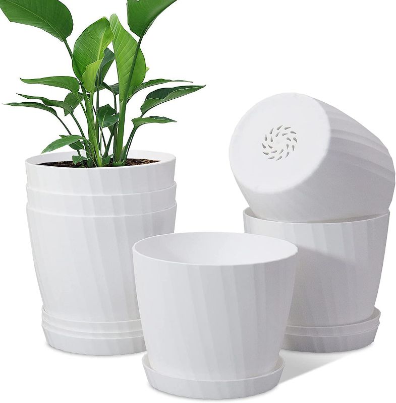 Photo 1 of Plant Pot, Rosoli 6pcs Ceramics Indoor Planter Garden Pots for Succulents, African Violets, Cactus, Herbs (White)