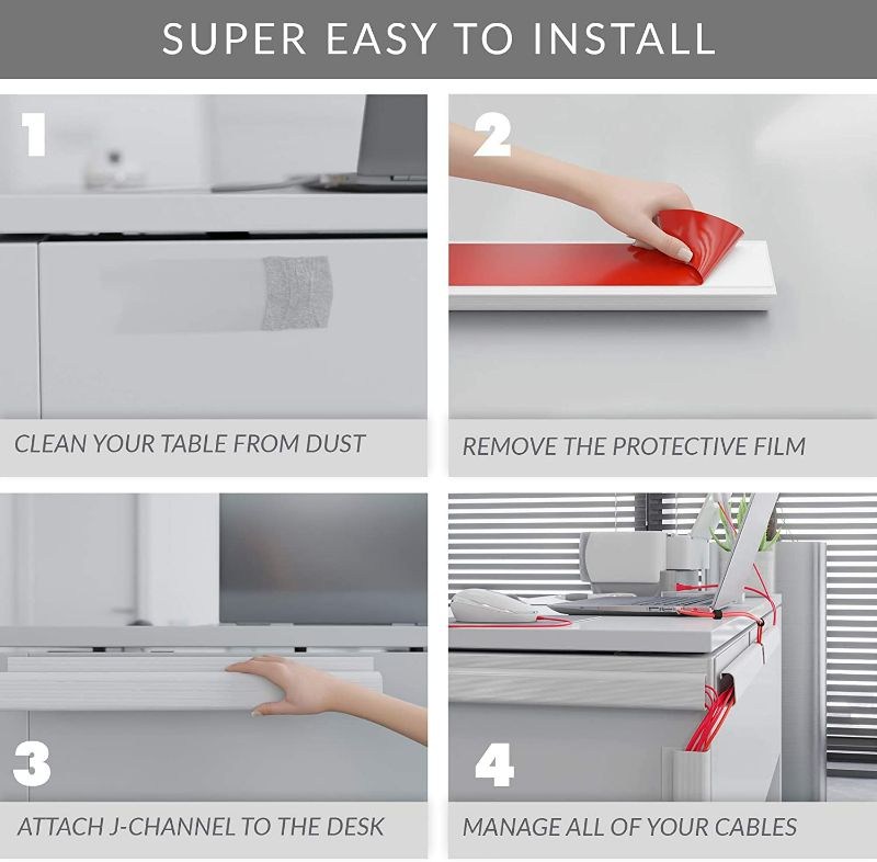 Photo 2 of Raceway Cable Management System -16'' Cable Channels for Cord Management Under Desk. Cable Management Raceways for Office and Home. Adhesive Wire Raceway Kit NEW 